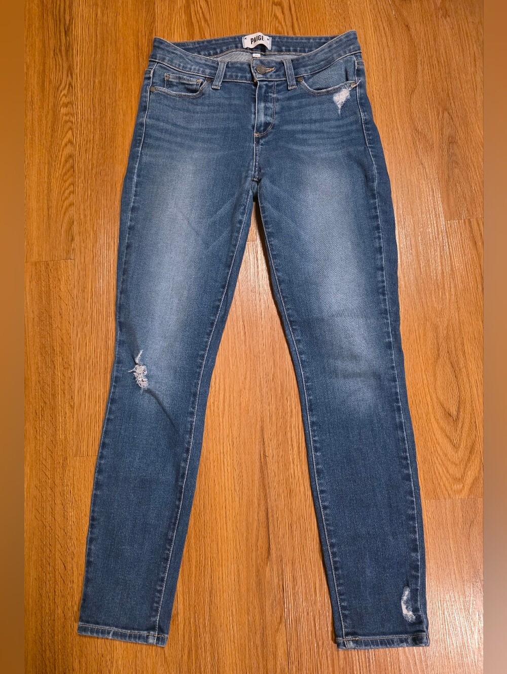 PAIGE Verdugo Ankle Skinny Jeans Size 27 Kersee Destructed Distressed Mid Wash
